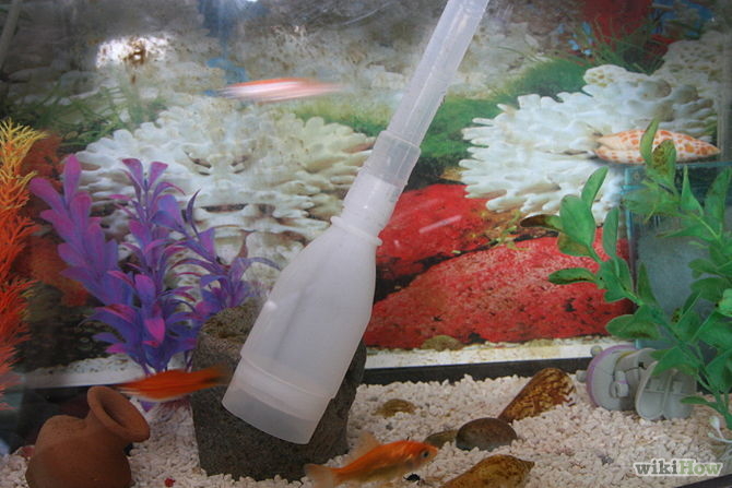  Погрузите конец шланга с насадкой в аквариум